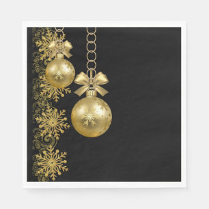 Christmas Paper Napkins, Gold Balls Napkins