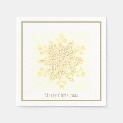 Christmas Paper Napkins Golden Snowflake