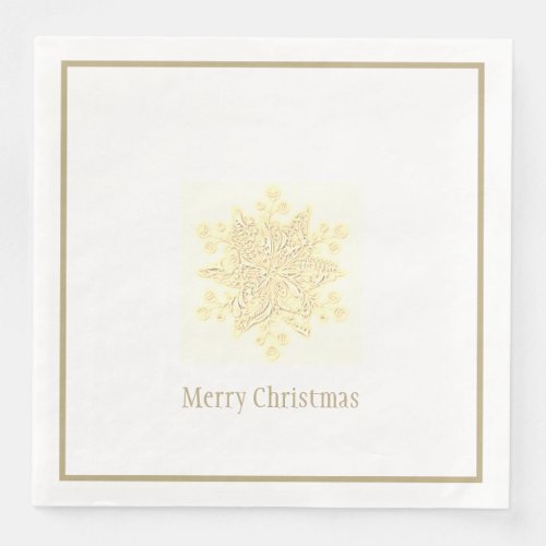 Christmas Paper Napkins Golden Snowflake