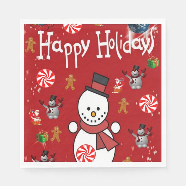 Christmas Paper Napkins, Happy Holidays Napkins (Front)