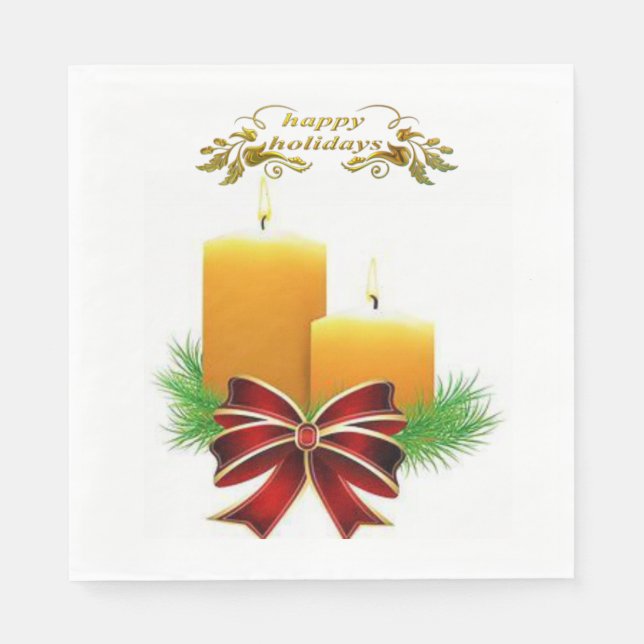 Christmas Paper Napkins, Happy Holidays Napkins (Front)