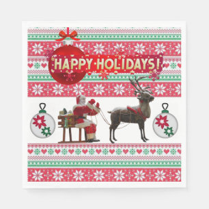 Christmas Paper Napkins, Happy Holidays Napkins