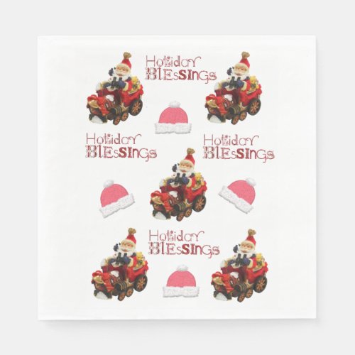 Christmas Paper Napkins Holiday Blessings Santa  Napkins