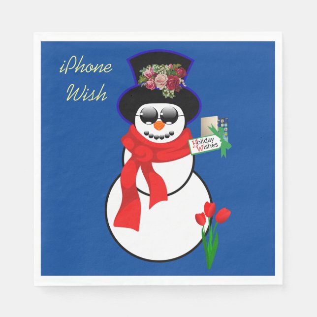 Christmas Paper Napkins, Iphone Wish Napkins (Front)