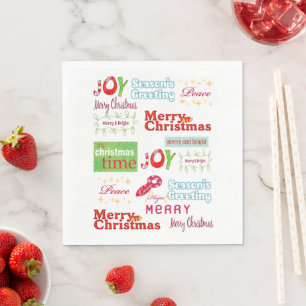 Christmas Paper Napkins, Joy Season's Greetings Napkins