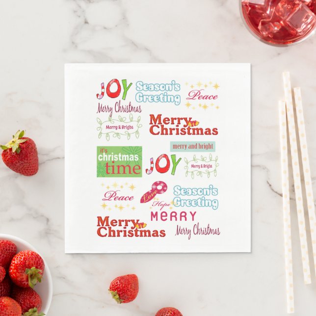 Christmas Paper Napkins, Joy Season's Greetings Napkins (Insitu)