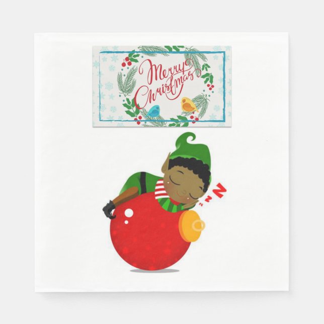 Christmas Paper Napkins, Merry Christmas, African Napkins (Front)