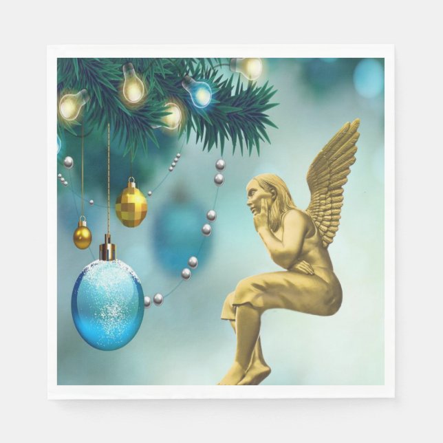 Christmas Paper Napkins, Merry Christmas, Angel Napkins (Front)