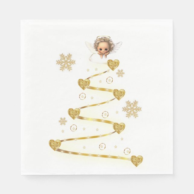 Christmas Paper Napkins, Merry Christmas, Angel Napkins (Front)