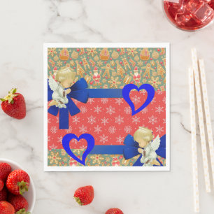 Christmas Paper Napkins, Merry Christmas Angel Napkins