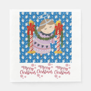 Christmas Paper Napkins, Merry Christmas Angel Napkins