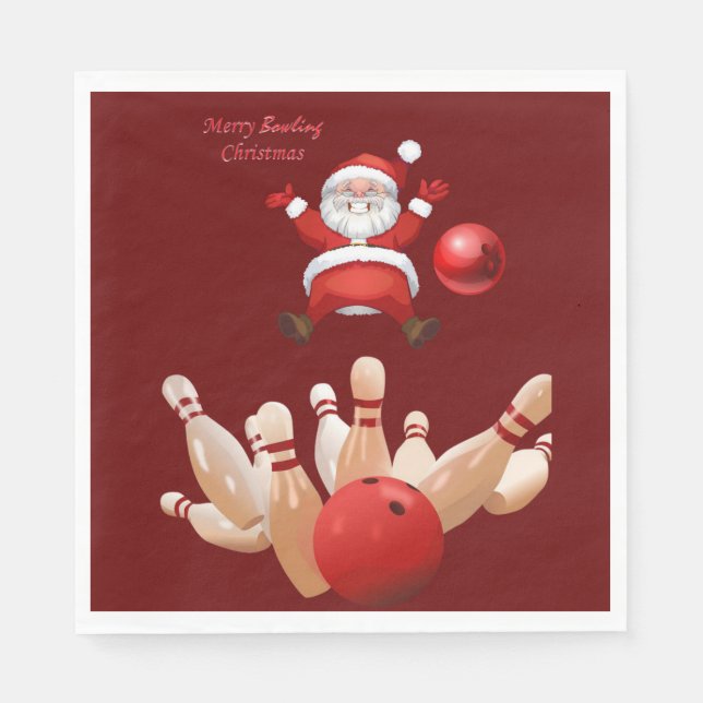 Christmas Paper Napkins, Merry Christmas, Bowling Napkins (Front)