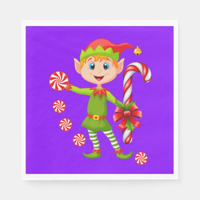 Christmas Paper Napkins, Merry Christmas Elf Napki Napkins (Front)