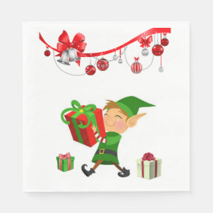 Christmas Paper Napkins, Merry Christmas, Elf Napkins