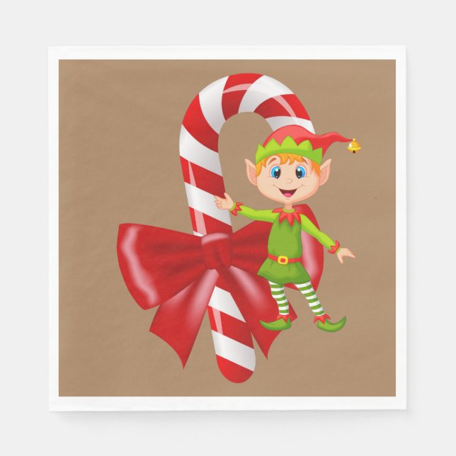 Christmas Paper Napkins, Merry Christmas, Elf Napkins (Front)