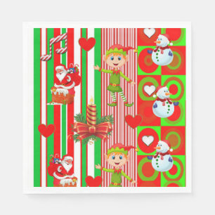 Christmas Paper Napkins, Merry Christmas, Elf Napkins