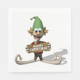 Christmas Paper Napkins, Merry Christmas, Elf Napkins