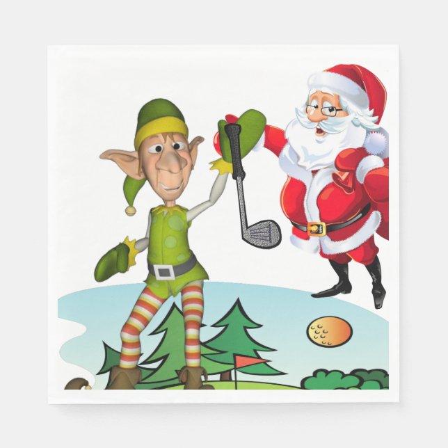 Christmas Paper Napkins, Merry Christmas, Golf Napkins (Front)