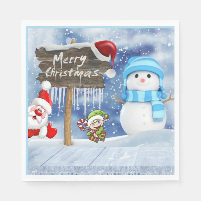 Christmas Paper Napkins, Merry Christmas Napkins (Front)