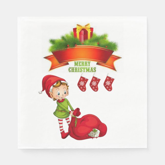 Christmas Paper Napkins, Merry Christmas Napkins (Front)