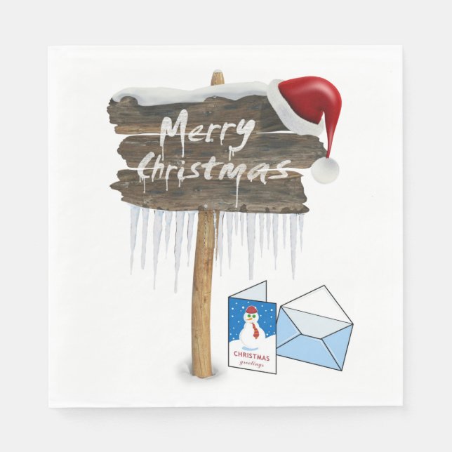 Christmas Paper Napkins, Merry Christmas Napkins (Front)