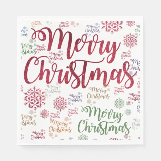 Christmas Paper Napkins, Merry Christmas Napkins (Front)