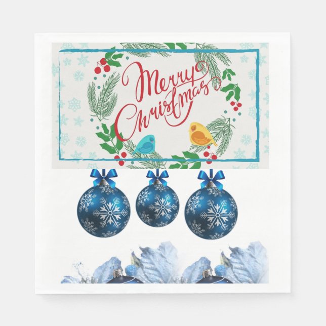 Christmas Paper Napkins, Merry Christmas Napkins (Front)