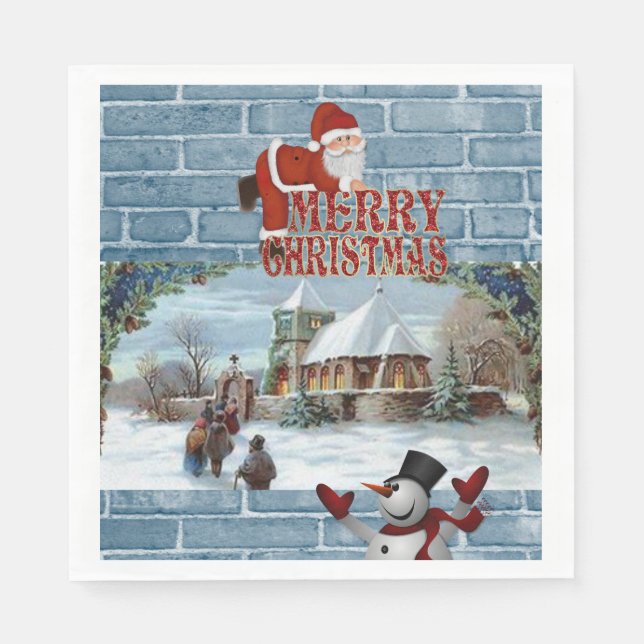 Christmas Paper Napkins, Merry Christmas Napkins (Front)
