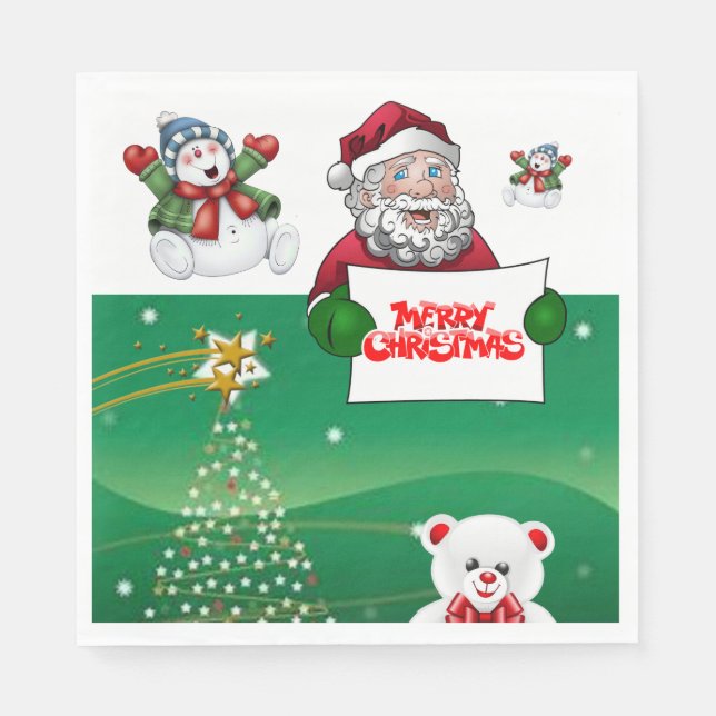 Christmas Paper Napkins, Merry Christmas Napkins (Front)