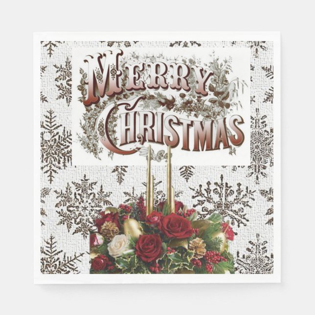 Christmas Paper Napkins, Merry Christmas Napkins (Front)