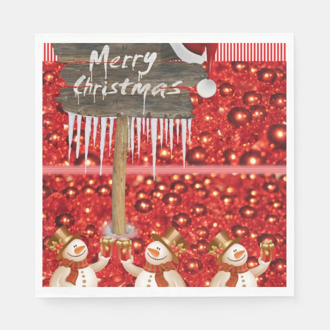 Christmas Paper Napkins, Merry Christmas Napkins (Front)