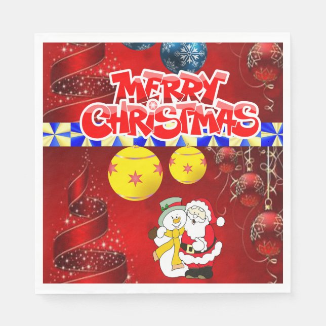 Christmas Paper Napkins, Merry Christmas Napkins (Front)