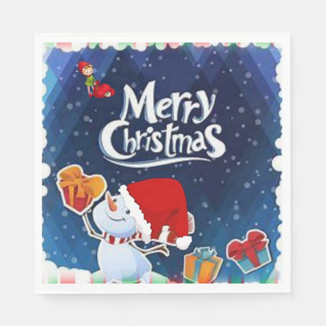 Christmas Paper Napkins, Merry Christmas Napkins (Front)