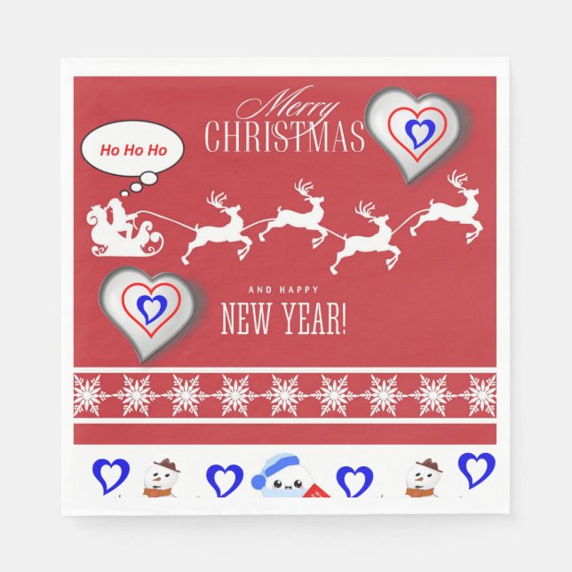 Christmas Paper Napkins, Merry Christmas Napkins (Front)