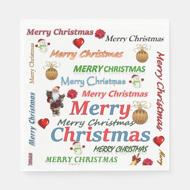 Christmas Paper Napkins, Merry Christmas Napkins (Front)