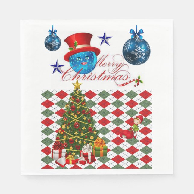 Christmas Paper Napkins, Merry Christmas Napkins (Front)