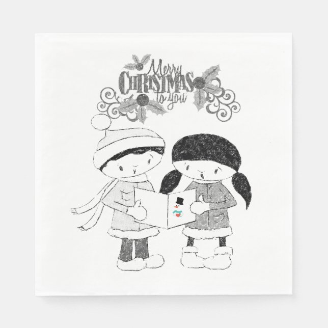 Christmas Paper Napkins, Merry Christmas Napkins (Front)