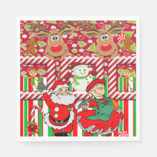 Christmas Paper Napkins, Merry Christmas Reindeer Napkins