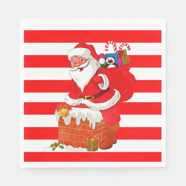 Christmas Paper Napkins, Merry Christmas, Santa Napkins (Front)