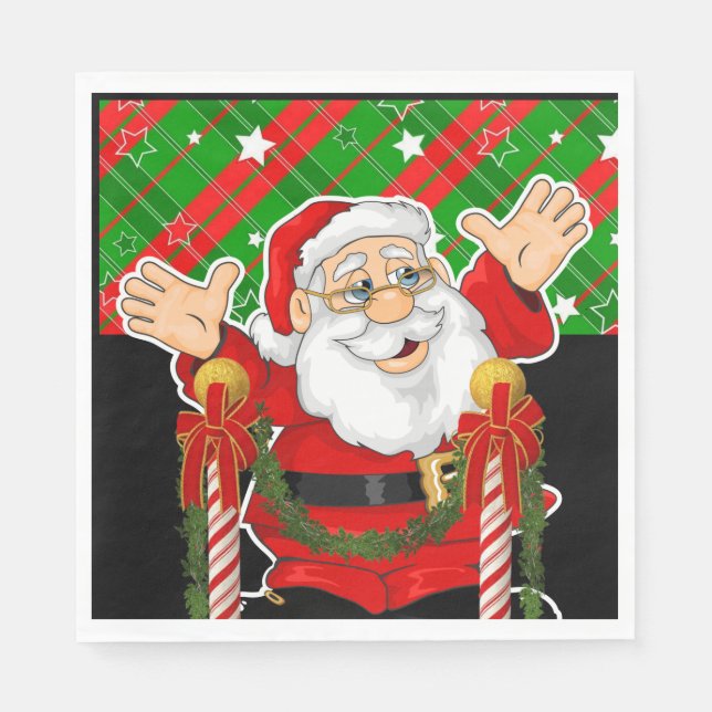 Christmas Paper Napkins, Merry Christmas Santa Napkins (Front)