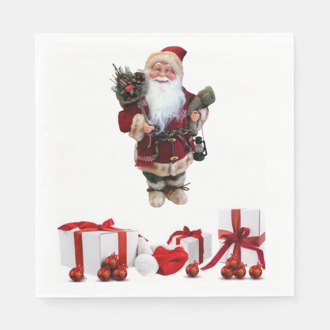 Christmas Paper Napkins, Merry Christmas, Santa Napkins (Front)