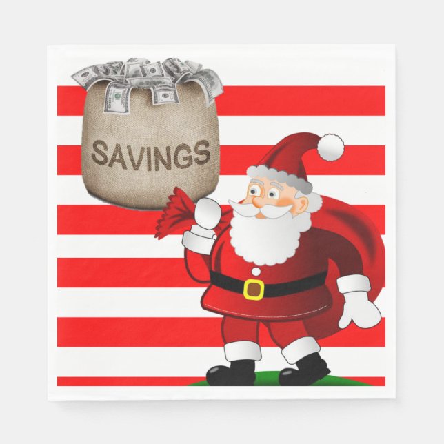 Christmas Paper Napkins, Merry Christmas, Santa Napkins (Front)