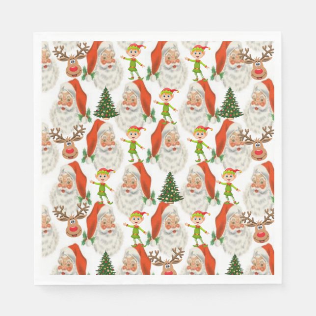 Christmas Paper Napkins, Merry Christmas, Santa Napkins (Front)