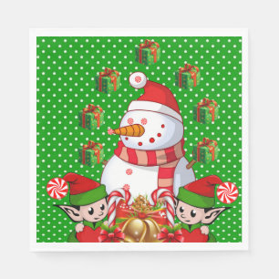 Christmas Paper Napkins, Merry Christmas Snowman Napkins