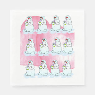 Christmas Paper Napkins, Merry Christmas Snowman Napkins