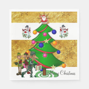Christmas Paper Napkins, Merry Christmas Snowman Napkins