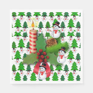 Christmas Paper Napkins, Merry Christmas Snowman Napkins