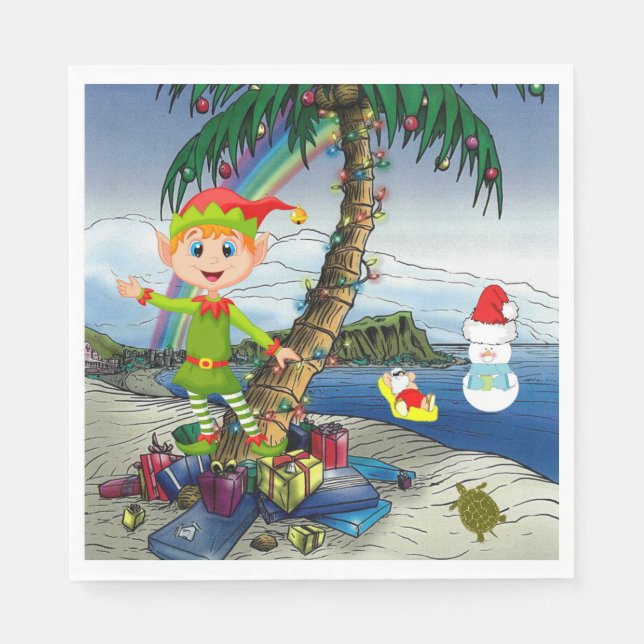 Christmas Paper Napkins, Merry Christmas, Snowman Napkins (Front)