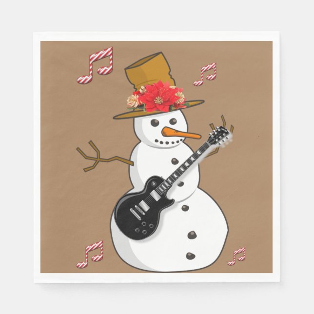 Christmas Paper Napkins, Merry Christmas, Snowman Napkins (Front)