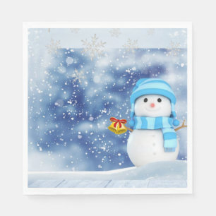 Christmas Paper Napkins, Merry Christmas, Snowman Napkins
